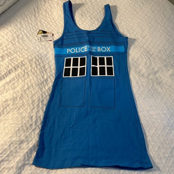 ๐ Dr Who Tardis Police Public Call Box bodycon dress NWT - Picture 5 of 9